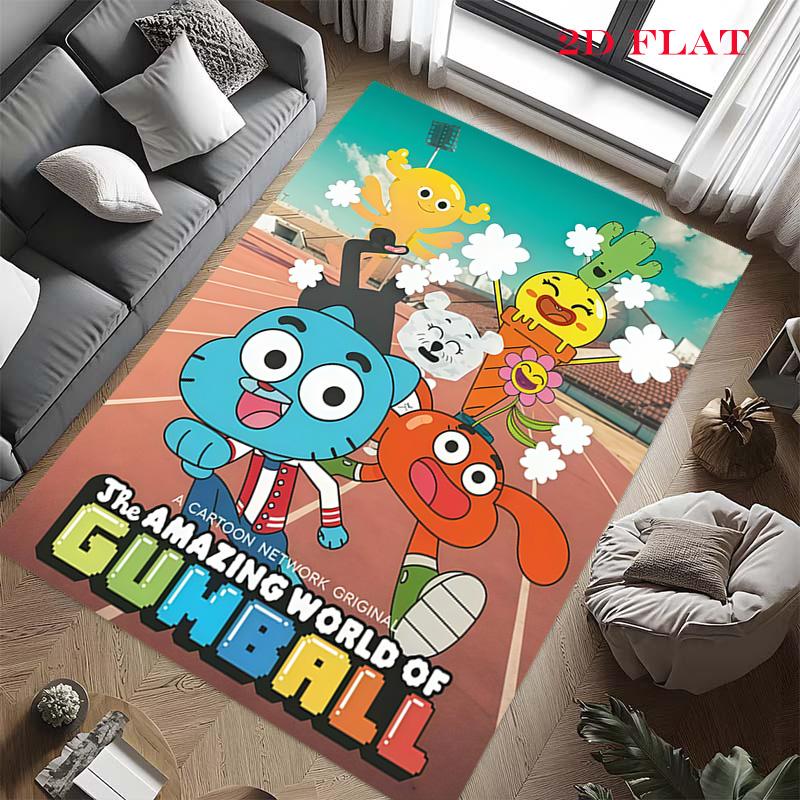 Gumball Teppich für Wohnzimmer Schlafzimmer Zuhause Sofadekoration, Rutschfeste Bodenmatte für Kinder zum Spielen
