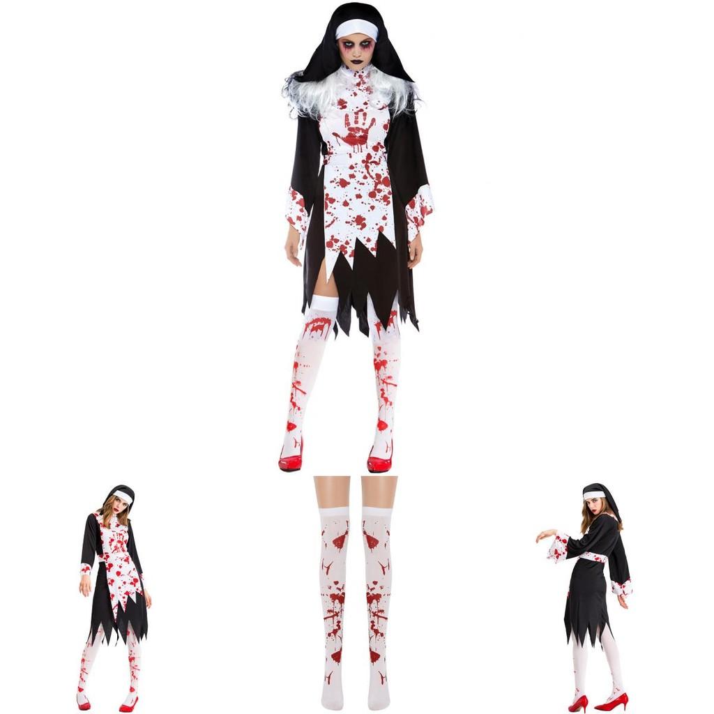 Scary Halloween Horror Nun Ghost Cosplay Costume For Women