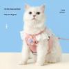 Small Cat and Puppy Travel Dog Walking Supplies with JK Chest Strap Flower Printed Traction Rope XS Size Cat and Dog Clothing