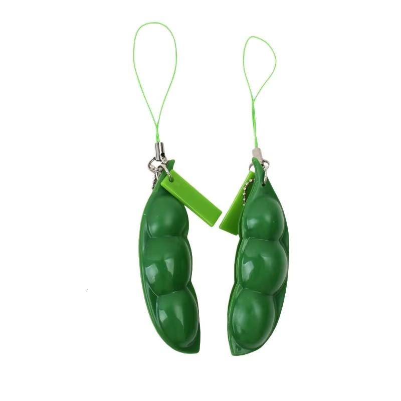 

2/6/10PCS Pea Pod Stress Relieving Toy Squeezing Creative design edamame Keychain Squeezing Fun Stress Relieving Accessories