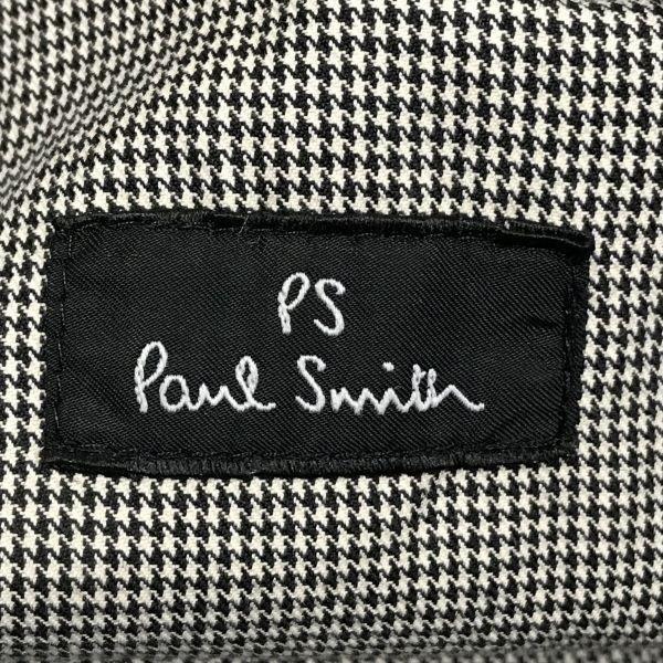 PS Paul Smith / Cotton Balmacaan Coat / Outerwear [Men's L / Black & White Houndstooth] Polyurethane Coated / Authorized Dealer Tag(USED)