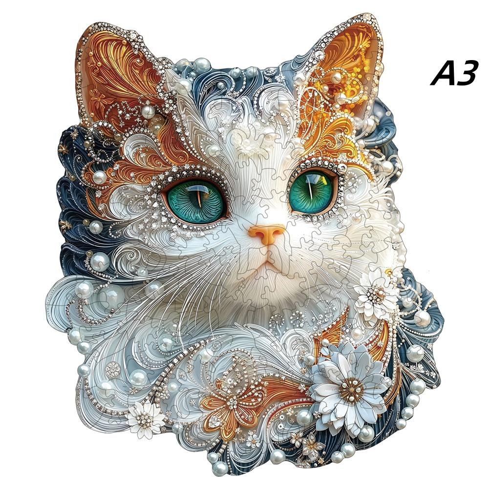Schmuck Kätzchen Holzpuzzles Tier-Thema für Kinder und Erwachsene Xmas Gruselige Feiertage DIY Intelligentes Holzspielzeug