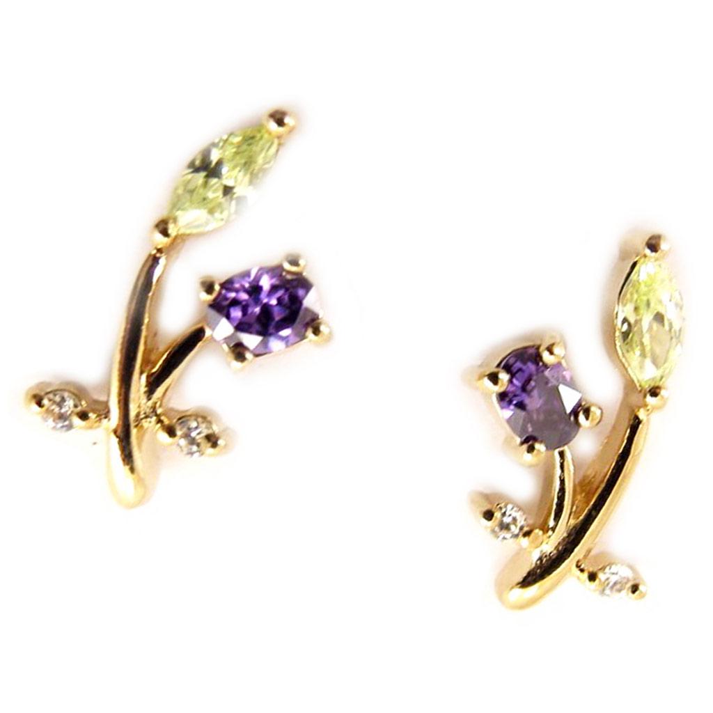 Les Trésors De Lily [D7419] - Ohrringe 'Epi Fraicheur' Gelb / Violett