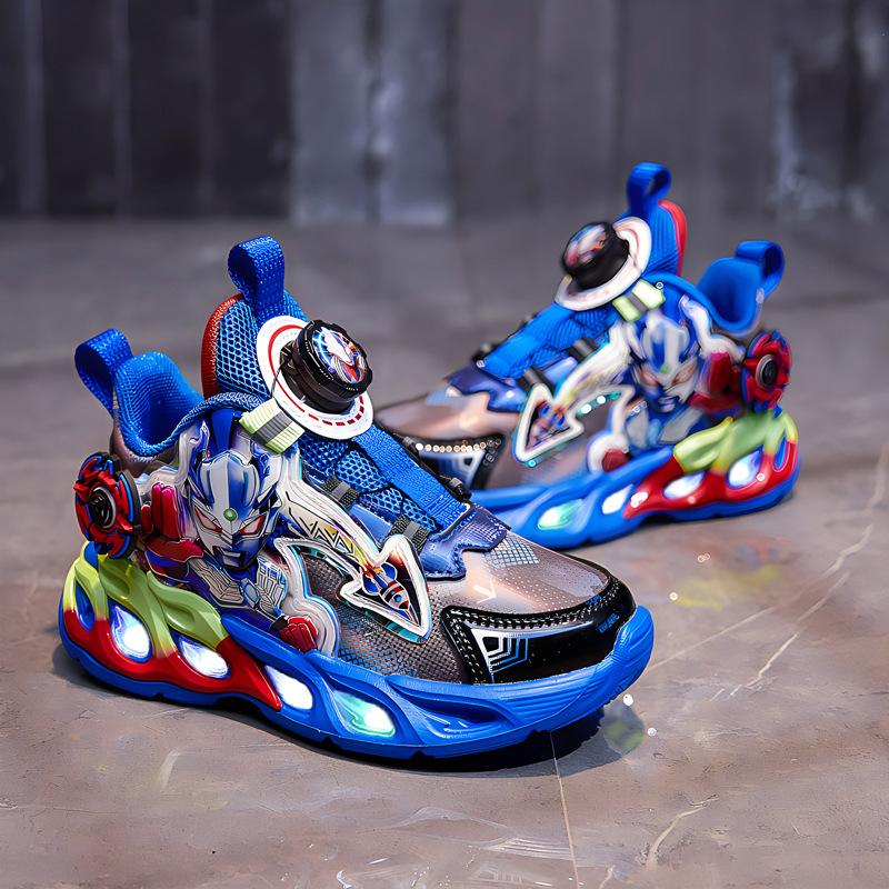 

Cerro Ultraman Boys Shoes 2025 Spring and Autumn Children s Breathable Button Sneakers Soft-soled Boys Lighting Shoes 25
