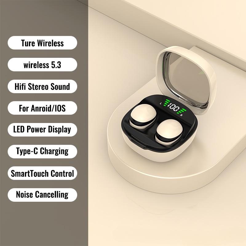 

Сверхминиатюрная беспроводная Bluetooth-гарнитура для сна Сверхтонкая Безболезненный сон на боку Удобная Сверхдолгая жизнь Шумоподавление Сверхнизкая задержка бежевый