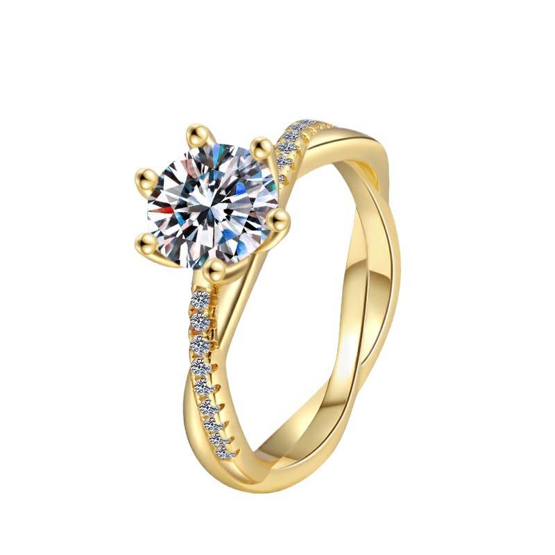 Anello Classico Semplice in Oro 18k a Forma di Occhio di Cavallo con Diamante Moissanite da 1ct per Donna Regalo Gioielli Preziosi per Matrimonio