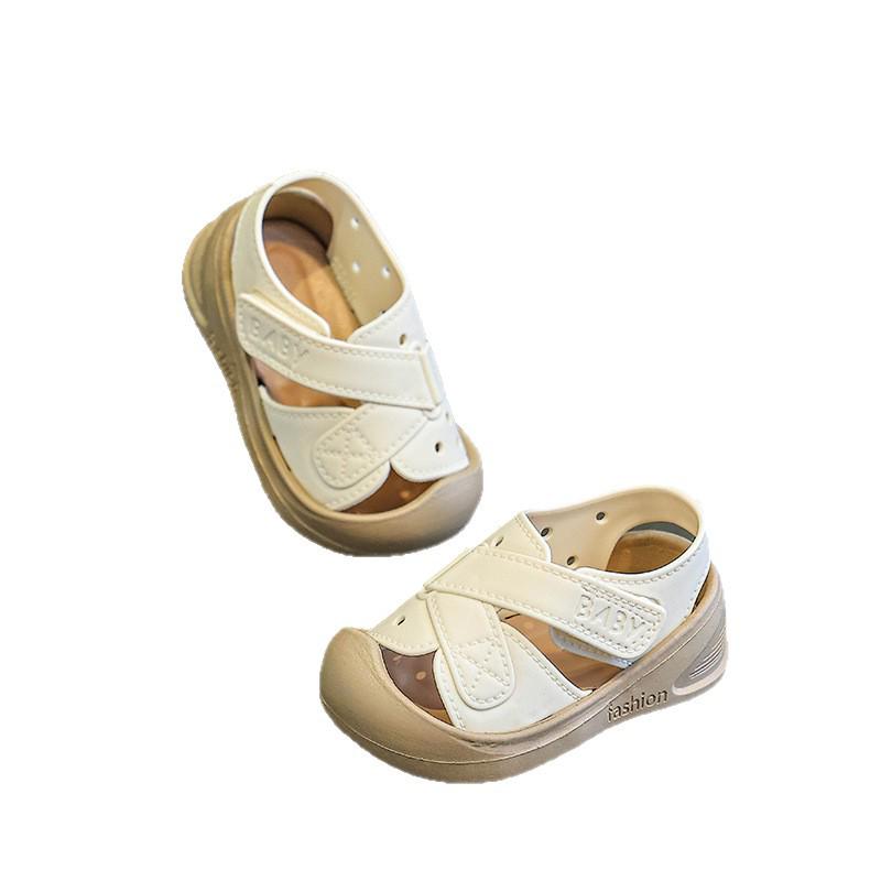 Baby Boys' Cute Closed-Toe Walker Shoes: Soft Sole Anti-Collision Sandals for Indoor & Beach Use