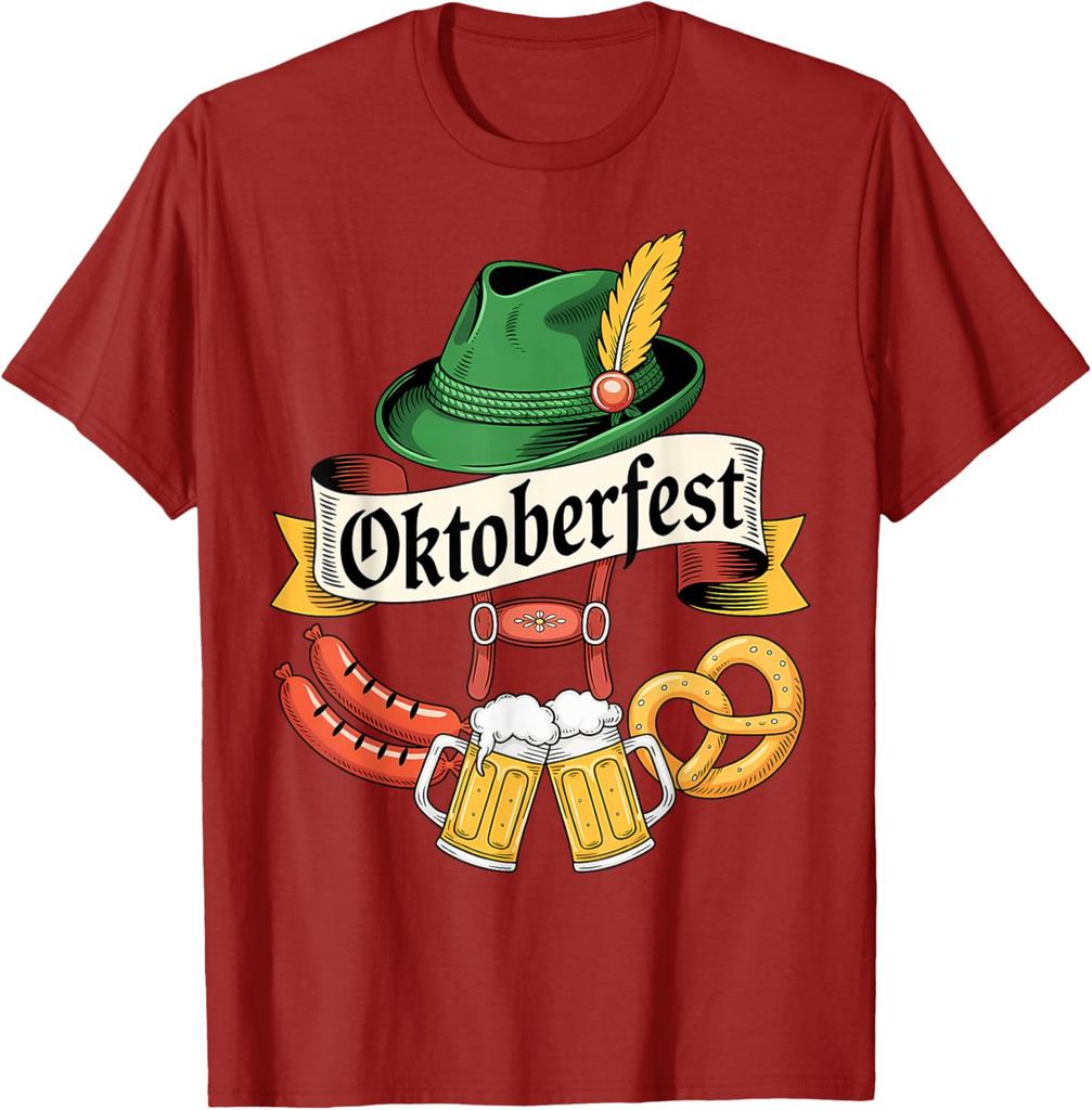 Oktoberfest Beer Pretzel Sausage Bavarian Hat Unisex Women T-Shirt Fashion Casual Cotton Graphic T Shirts Streetwear Tops Tee