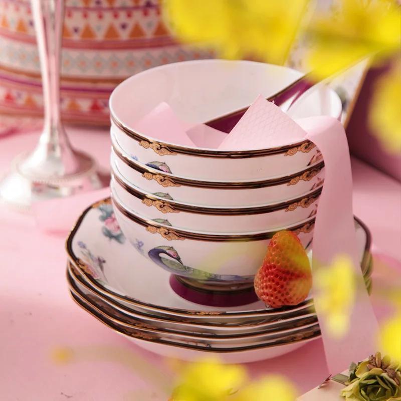 High-end Exquisite Bone China Dinner Plate Gilded Animal Pattern Cooking Dishes Dessert Salad Plate Hotel Kitchen Tableware New