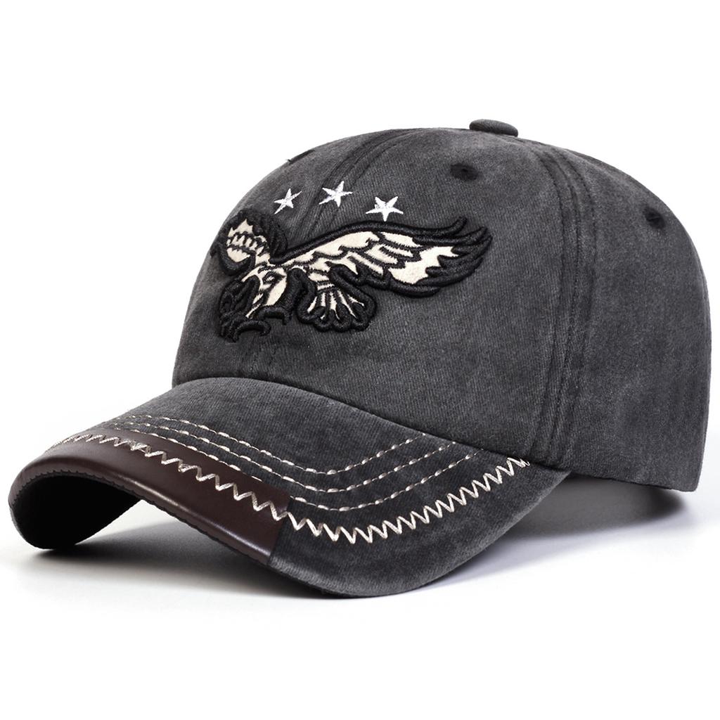 1pc Eagle Pentagram Embroidery Wash Baseball Caps for Men,Spring and Summer Outdoor Adjustable Casual Driver Hats Sunscreen Hat