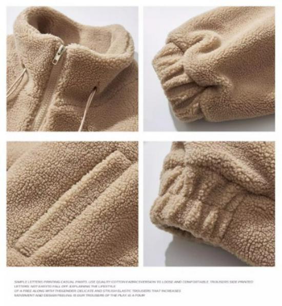 Men's Trendy Fleece Lambswool Stand Collar Jacket - Winter Plus Velvet, Thick Loose Fit, Casual Warm CottonOuterwear