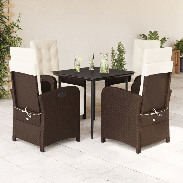VidaXL Ensemble à Manger de Jardin avec Coussins 5 pcs, Table et Chaise de Terrasse, Meubles de Patio, Mobilier d'Extérieur, 3212543
