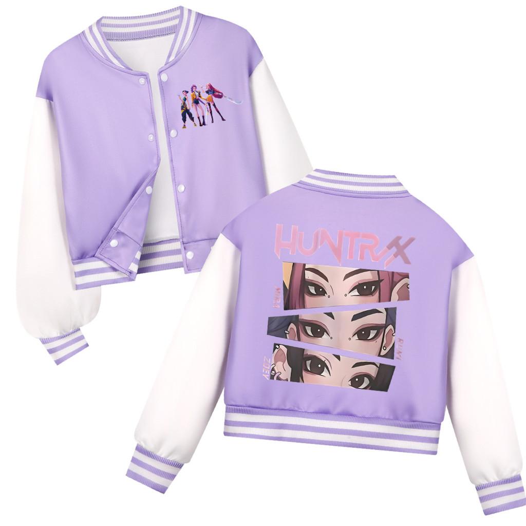 Kids Girls Anime Cartoon POP Singer Super Star Rumi Zoey Mira Printed Casual Long Sleeves Baseball Jacket Coat