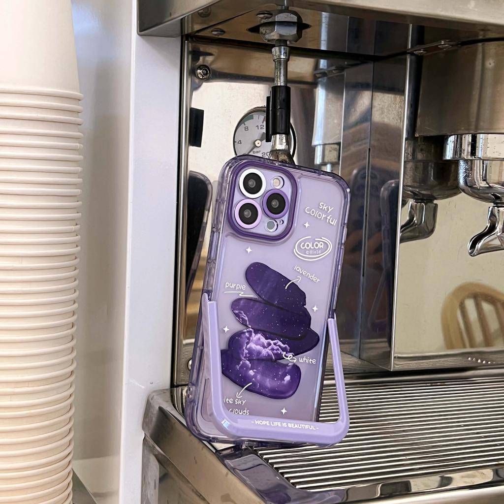 Ins Kolorowe Graffiti Fioletowy Gradient Ochraniacz Etui na Telefon Dla Iphone 14 Pro Max 12 13 11 Promax Wstrząsoodporne Pokrowiec z Podstawką