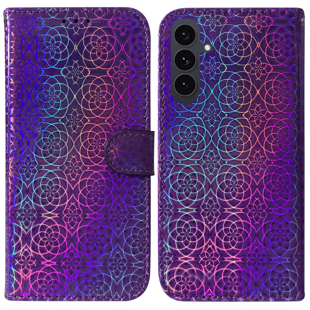 For Samsung Galaxy S25 FE Stand Case Dazzling Flower Leather Phone Cover with Wrist Strap