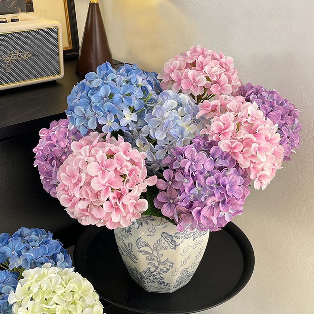 4PCS Artificial Hydrangea Flowers Simulation 3D Printing Decorative Hydrangea Branches for Home Wedding