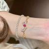 2026 Light Luxury Premium Brushed Flower Bracelet Retro Flash Diamond Paraiba Retractable Bracelet Women