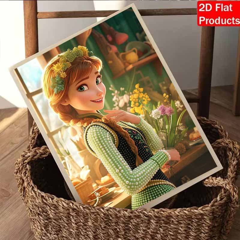 Disney Pearl Painting Princess Anna Pearl Dress DIY Pearl Art Painting Pearl Gem Painting Pictures Crafts Special Shape Home Wall Decoration