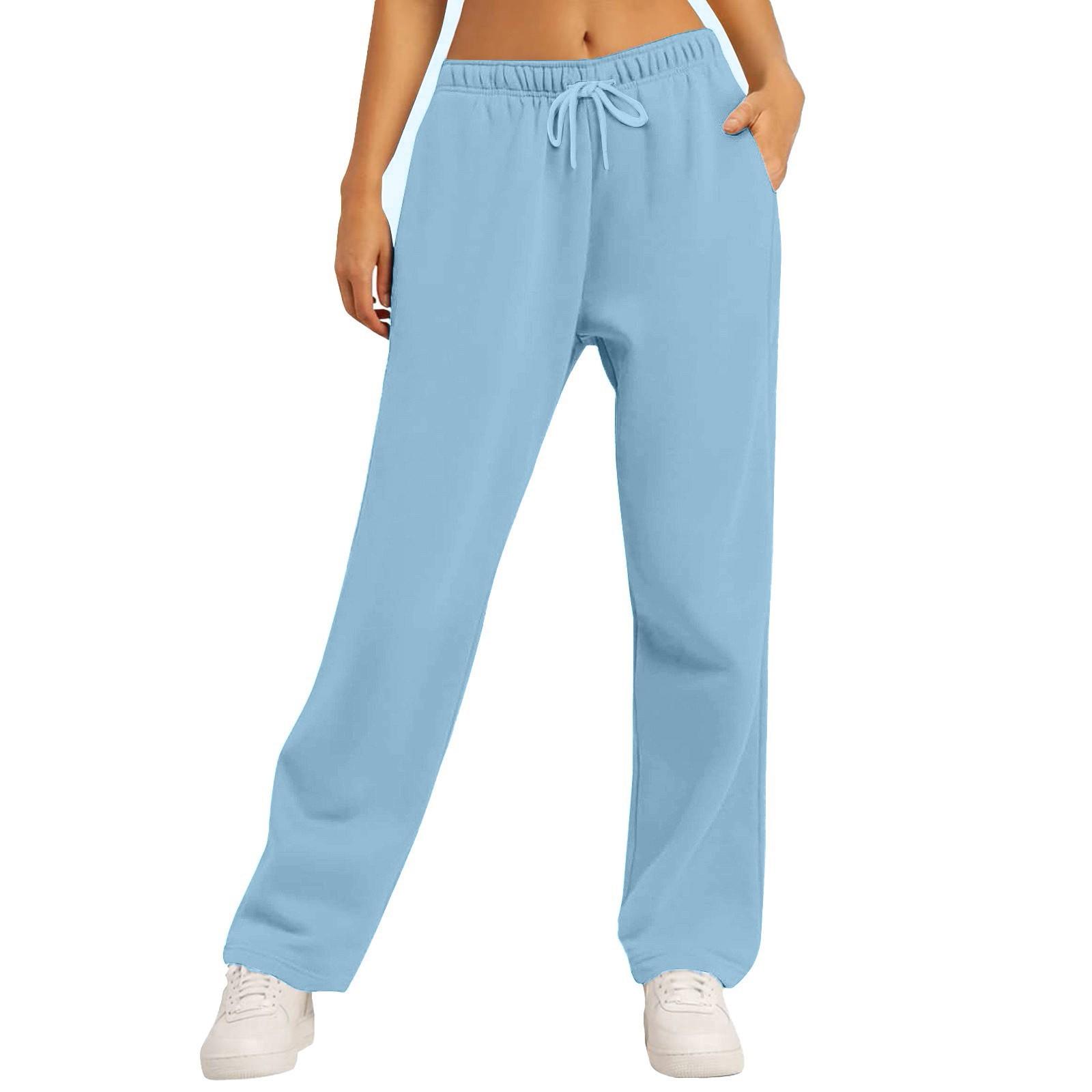 Women s Winter Sweatpants Color Casual Pants Women s Fleece Sweatpants Wide Leg Straight Pants L