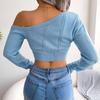 Women's Fashion Casual Open-shoulder Long Sleeve Midriff Sweater