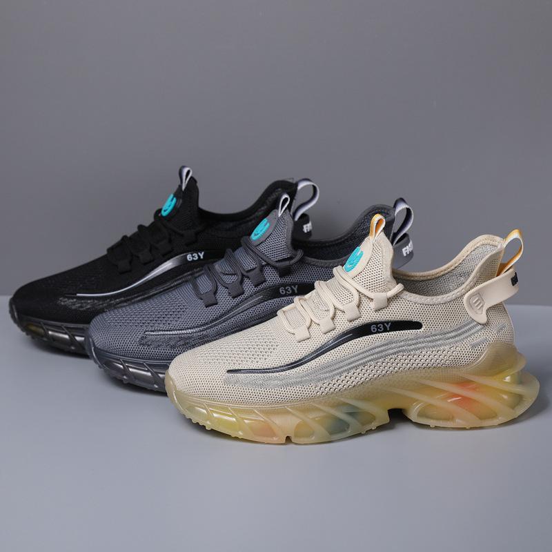 Novos sapatos esportivos respiráveis de malha tecida estilo verão e primavera, casuais, com aumento de altura, para corrida