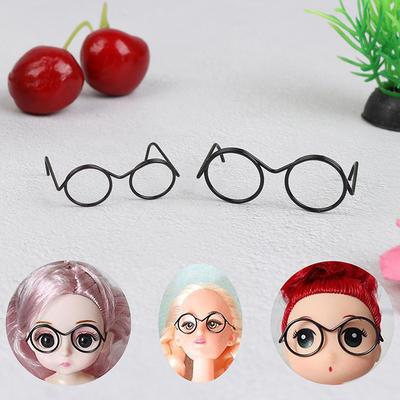 10Pcs  Round Frame Lensless Retro Cool Doll Glasses For Doll 30Cm