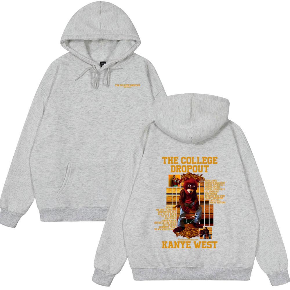 Rapper Kanye West The College Dropout Bear Graphic Hoodies Summer New Style Clothing Hip Hop Oversized Streetwears Spring Wears