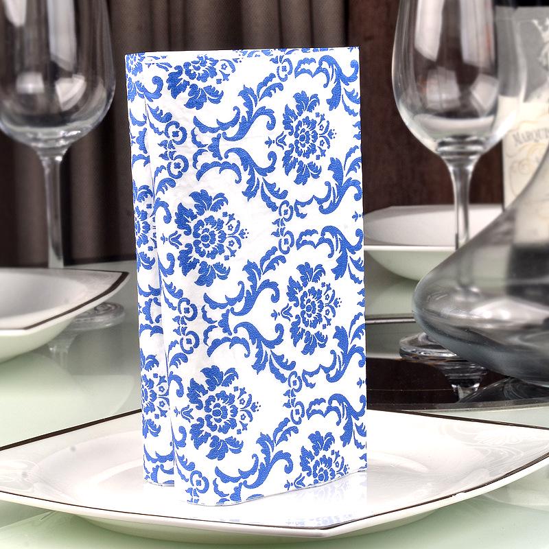 Tovaglioli in Porcellana Blu e Bianca Stile Cinese - 20 Fogli, Carta di Polpa di Legno per Hotel, Matrimonio, Banchetto