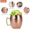 1pc Moscow Mule Mugs Hammered Copper Cups with Stainless Steel Lining and Gold Brass Handles for Cold Drinks Beer Wine Bars Parties