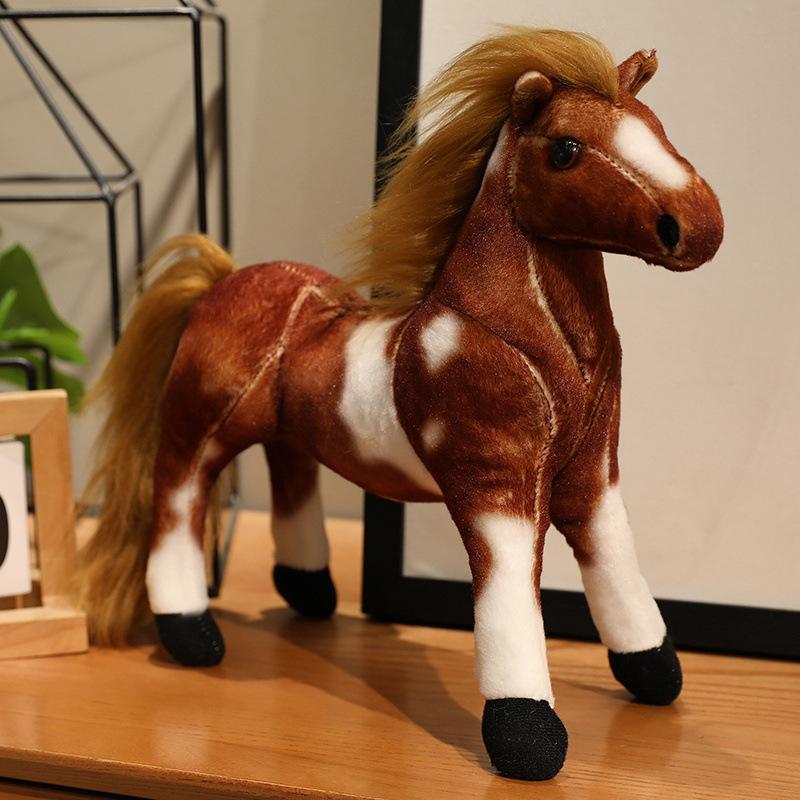 Simulation animal black pony doll plush toy small white horse zodiac horse doll children's doll