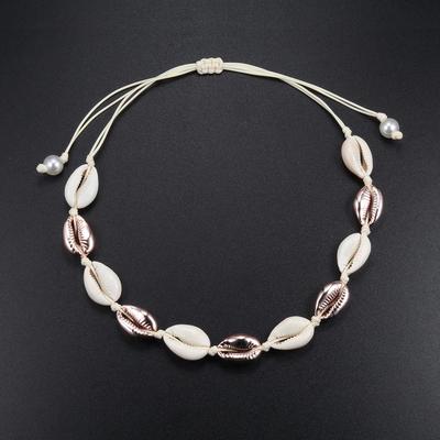 Bohemian Handmade White Shell & Pearl Clasp Clavicle Choker Chain