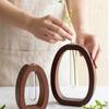 Home Decoration Hydroponic Flower Vase Wooden Flower Holder Water Plant Tube Stand  Desktop Decor
