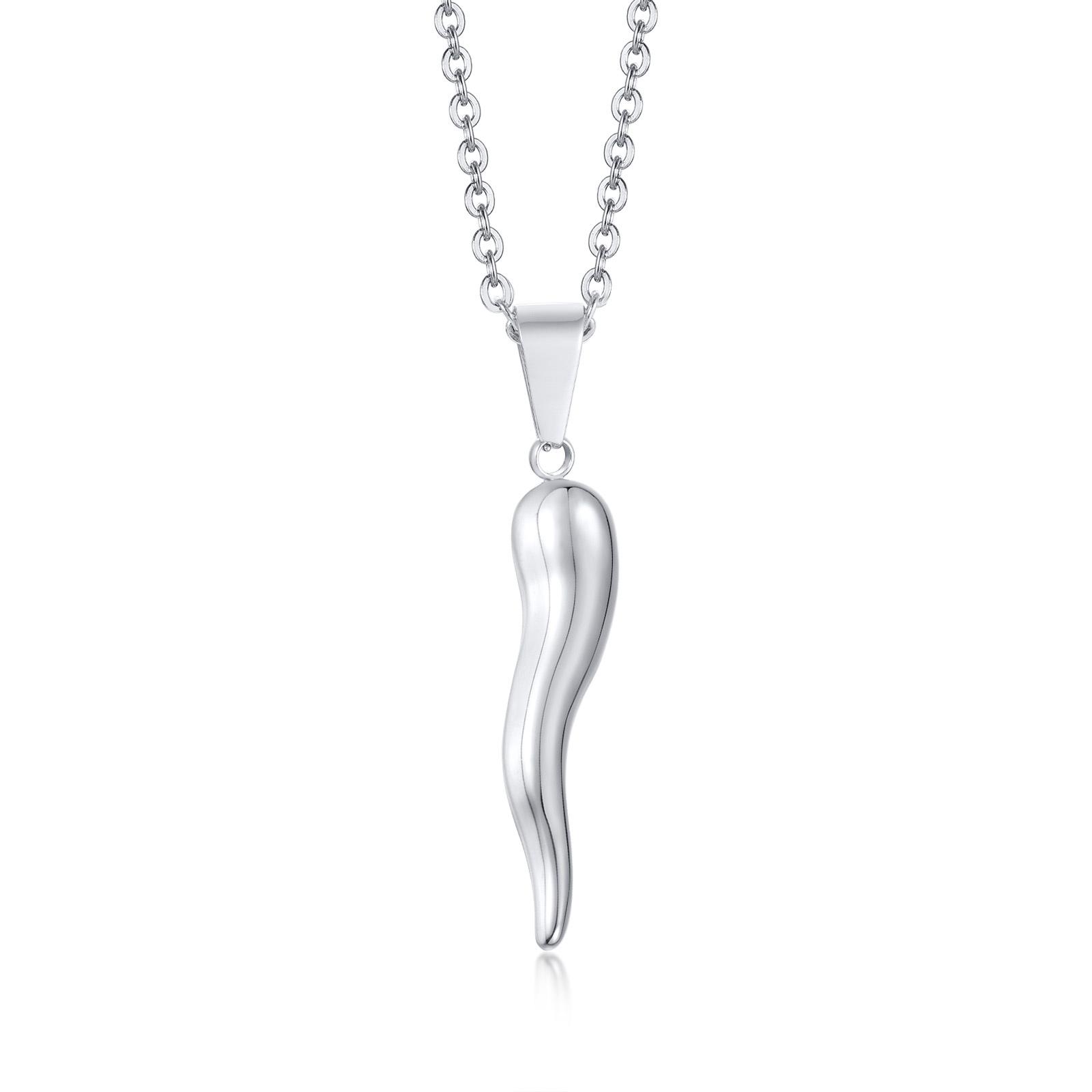 

Stainless Steel Italian Horn Pendant Necklaces for Men Jewelry,Fashion Chic Chains Necklace серебряный