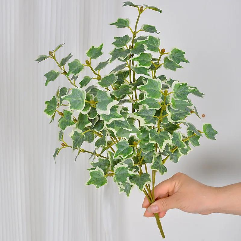 

4pcs Simulation 7-forks Eucalyptus Money Leaf Bouquet Restaurant Decoration Artificial Sweet Potato Leaves Green Plants Flower