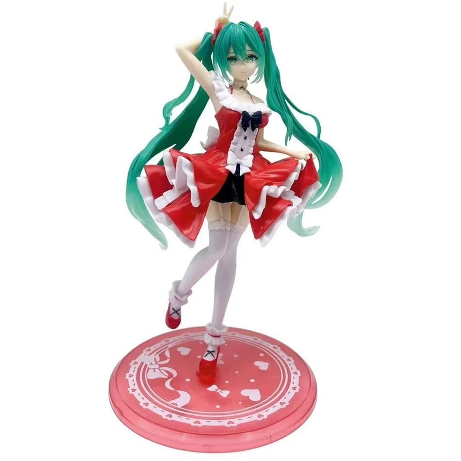

Latest Anime hatsune miku figure mini character ornaments kawai pink green hatsune table decoration designed for home adult toy kid birth date