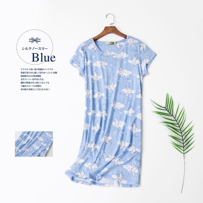 Women Nightdress Short Sleeve Cute Cartoon Sleepwear Sweet O Neck Nightgowns Pyjamas Lady's Cotton Sleepdress