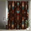 1pc Western Boho Shower Curtain - Southwestern Bathroom Decor with Teal Blue, Orange, Brown, Black, White, Gray, Beige - Extra