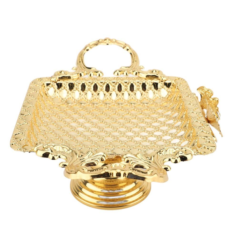 2pcs Alloy Dessert Serving Tray With Base Handle Cupcake Display Stand Wedding Celebration