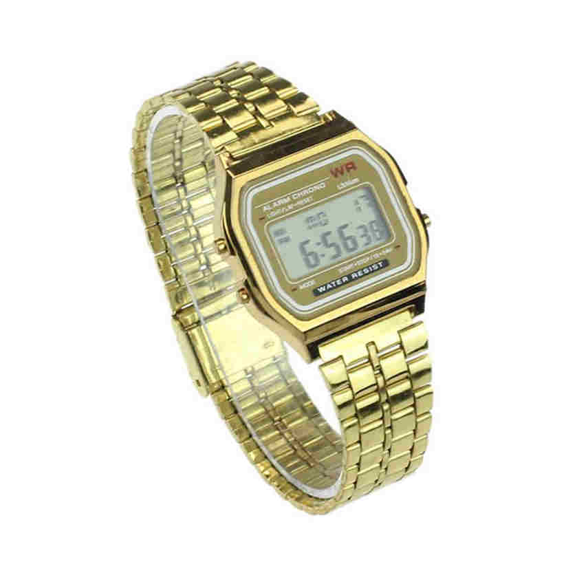 Fashion Unisex Watch Digital Display Waterproof Clock Square Dial Alarm Stopwatch