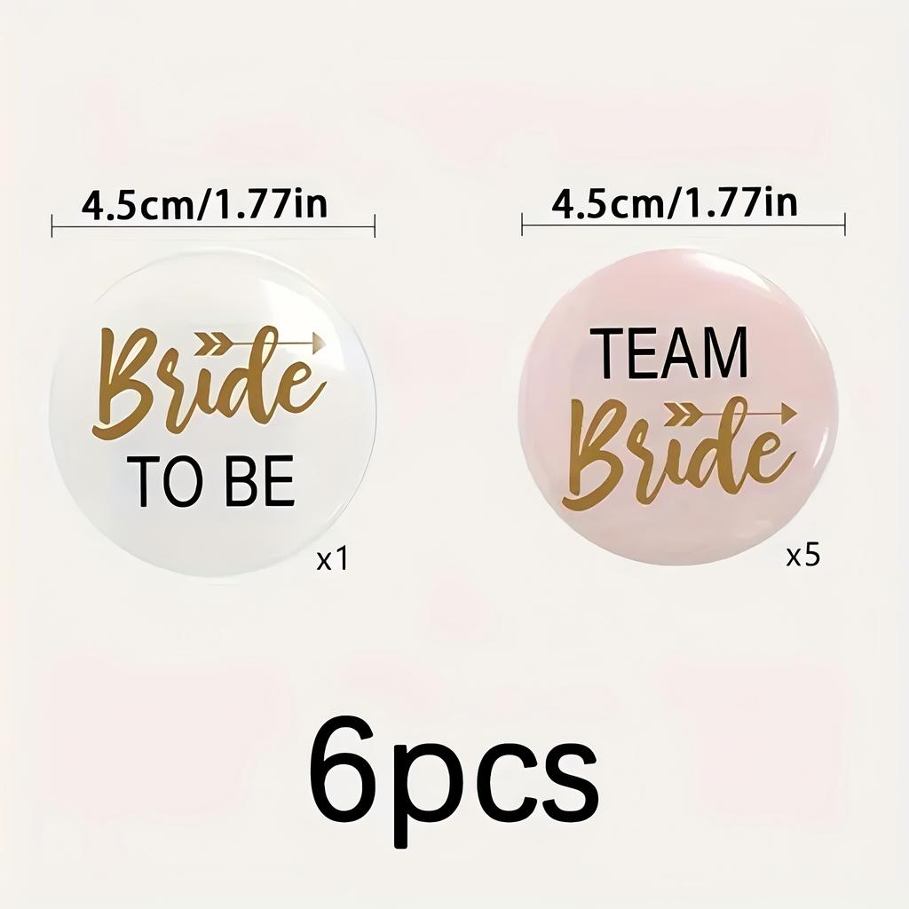 6pcs Bride Team Badges Bride Buttons Pins Wedding Party Shower Decorations Bridesmaid Button Pin Set Bride To Be Gifts Accessory