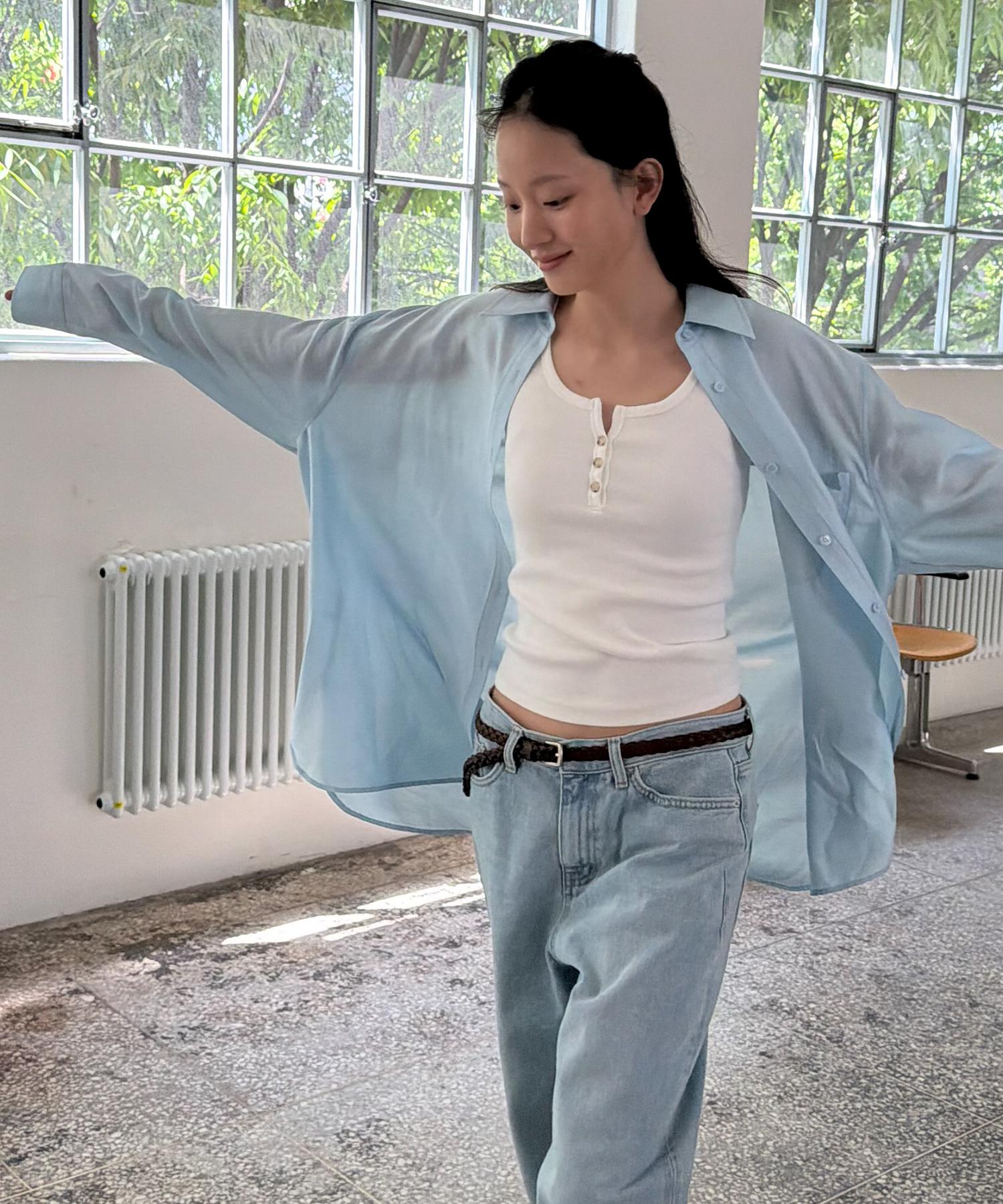 Soiree Sheer Shirts - Sky Blue Skyblue