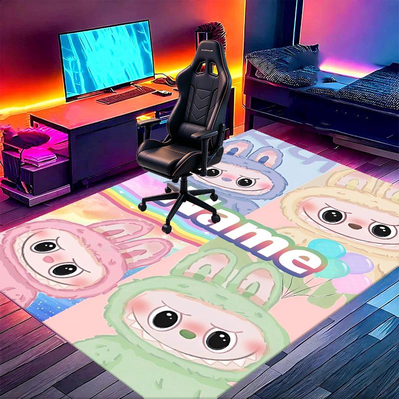 Custom Name Personalized Labubu Print Carpet, Versatile Home Decor Rug, for Playroom, Apartment, Balcony, Entryway, Hallway Gift