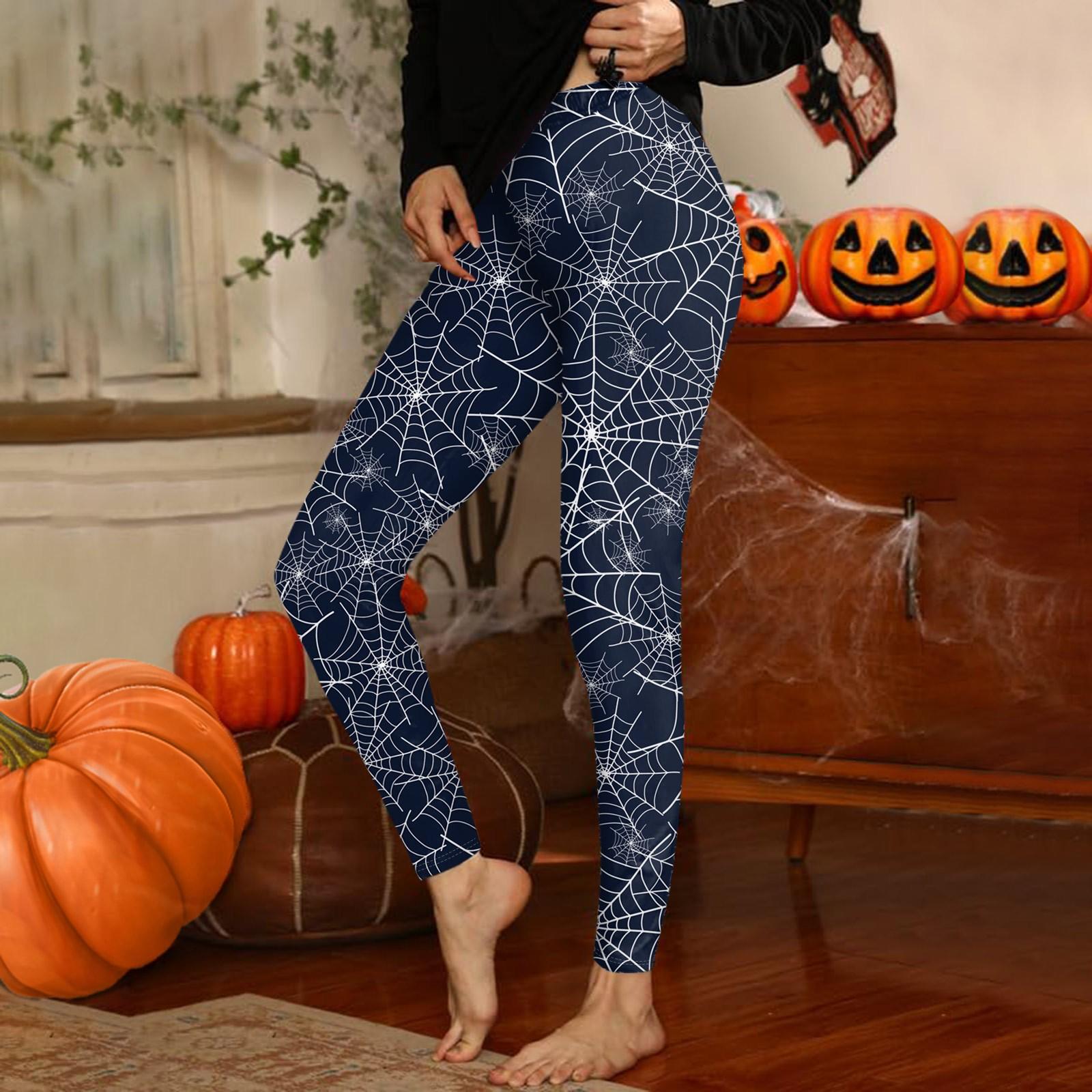 

Женские брюки с эластичным мягким низом и принтом Хэллоуина, повседневные домашние спальные брюки XL тёмно-синий