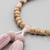 Hasegawa Buddhist Altar Buddhist Prayer Beads, Japanese Wood, Cherry Blossom Rose Quartz, Pure Silk Tassel, Ash Cherry Blossom, Women's, Made in
