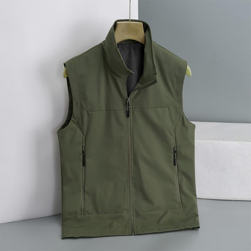 Outdoor Frühling und Herbst Angelweste Herren Locker Bergsteigen Fotografie Weste Jacke Strickjacke Stehkragen Weste Herrenweste