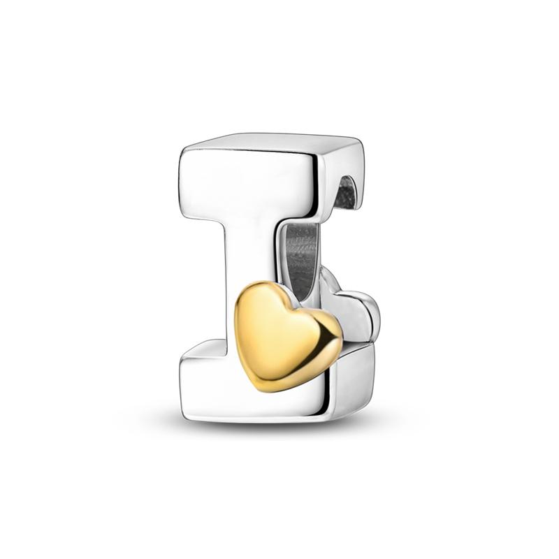 Versilbert DIY Alphabet Anhänger Perlen LIEBE Herz Buchstabe Geschenk Dangle Passend Original Armband Armreif Schmuck Markierung