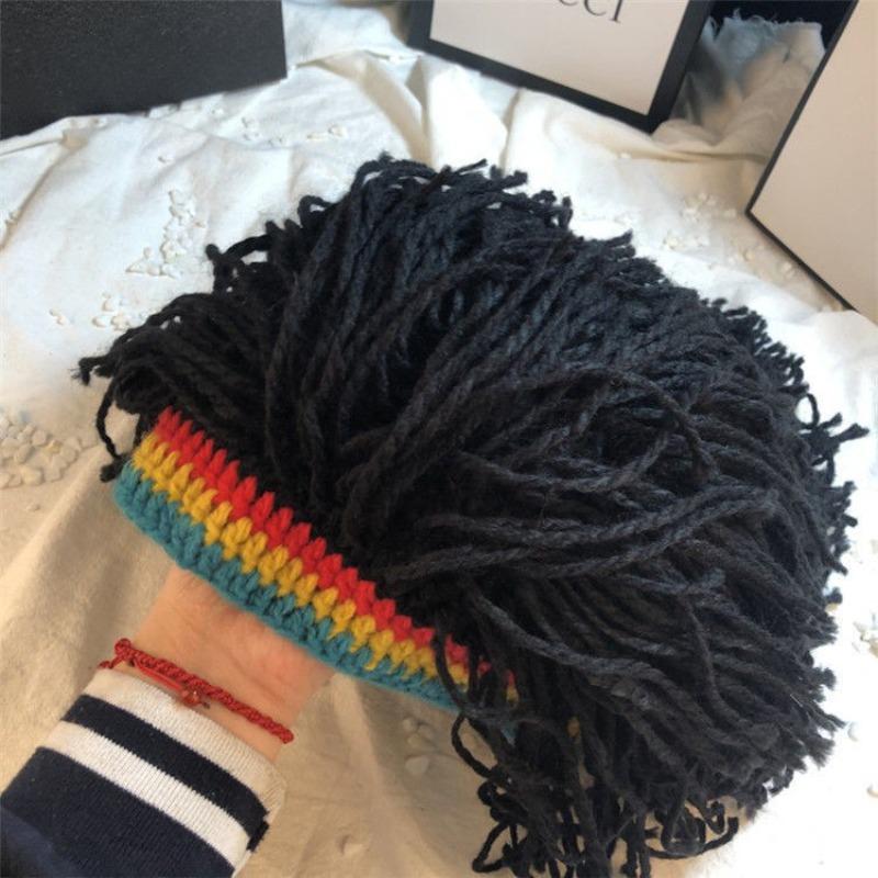 Unisex Funny Headgear With Dirty Braids, Woolen Hats, Hip-Hop Party Hats, Trendy And Personalized Warm Knitted Wigs, Hats