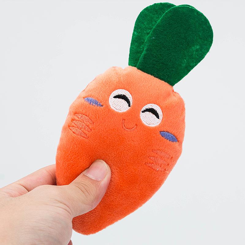 Cartoon Fruit & Vegetable Dog Plush Toy – Colorful Fruit Teething Supplies