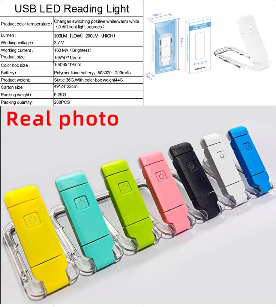 LED Mini USB Rechargeable Foldable Book Light - Portable, Eye-Protection Clip Lamp for Reading