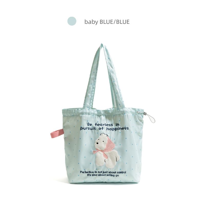 

Ckkui Cute Puppy Simple Embroidery Bag Preppy Style Class Large Capacity Handbag Shoulder Tote Bag baby Blue
